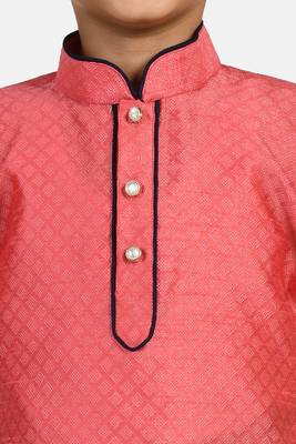 Pink woven blended cotton boys-dhoti-kurta 5