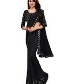Black plain lycra saree with blouse