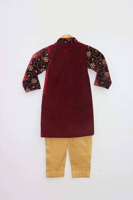 Maroon Printed Ajkan with Pant 2