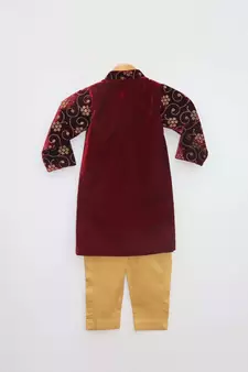 Maroon Printed Ajkan with Pant