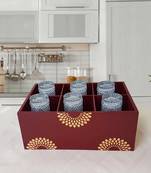 Lalhaveli Home Kitchen Table Top Decorative Wooden 6 Compartments Spoon Fork Ketchup Bottle Holder Stand (13X9X5 Inch)