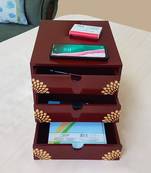 Lalhaveli Desk Organizer Wooden Handmade File Cabinet Bedside Nightstand (12X9.5X8.5 Inch)