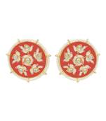 Orange kundan Yellow Gold Alloy   pair of Earring