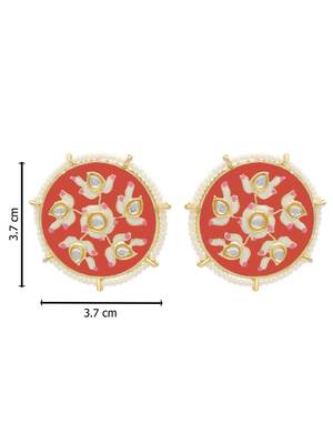 Orange kundan Yellow Gold Alloy   pair of Earring 3
