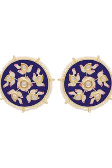 Blue kundan Yellow Gold Alloy   pair of Earring