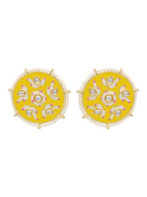 Yellow kundan Yellow Gold Alloy   pair of Earring 1
