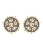 Grey kundan Yellow Gold Alloy   pair of Earring