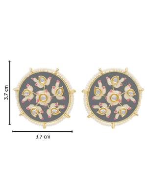 Grey kundan Yellow Gold Alloy   pair of Earring 3