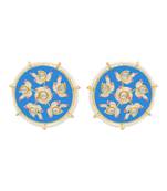 Blue kundan Yellow Gold Alloy   pair of Earring