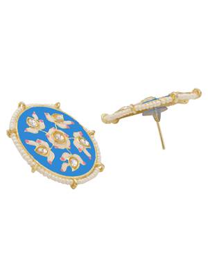 Blue kundan Yellow Gold Alloy   pair of Earring 2