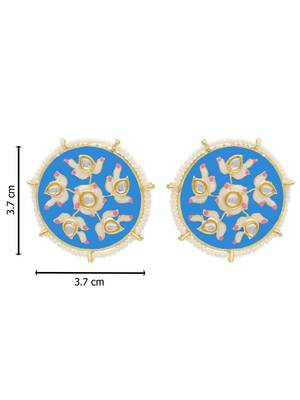 Blue kundan Yellow Gold Alloy   pair of Earring 3