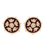Maroon kundan Yellow Gold Alloy   pair of Earring