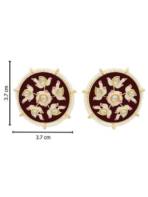 Maroon kundan Yellow Gold Alloy   pair of Earring 3