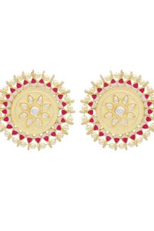 Multicolor kundan Yellow Gold Alloy   pair of Earring