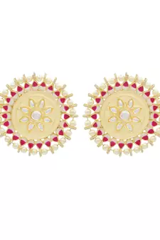 Multicolor kundan Yellow Gold Alloy   pair of Earring