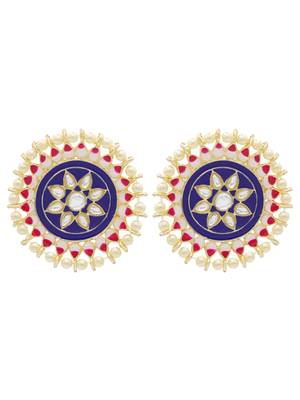 Blue kundan Yellow Gold Alloy   pair of Earring 1