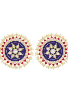 Blue kundan Yellow Gold Alloy   pair of Earring