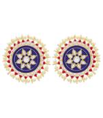 Blue kundan Yellow Gold Alloy   pair of Earring