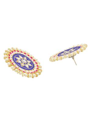 Blue kundan Yellow Gold Alloy   pair of Earring 2