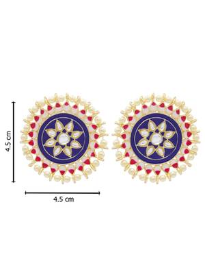 Blue kundan Yellow Gold Alloy   pair of Earring 3