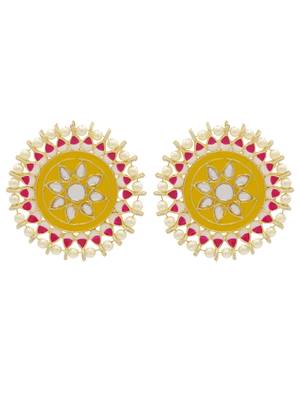 Yellow kundan Yellow Gold Alloy   pair of Earring 1