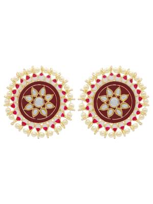 Brown kundan Yellow Gold Alloy   pair of Earring 1
