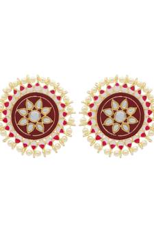Brown kundan Yellow Gold Alloy   pair of Earring