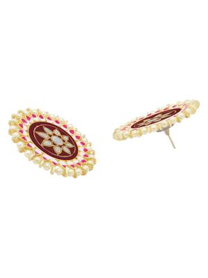 Brown kundan Yellow Gold Alloy   pair of Earring 2