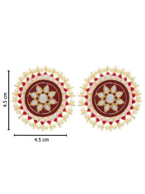Brown kundan Yellow Gold Alloy   pair of Earring 3