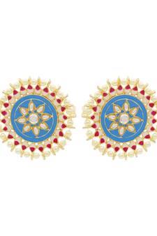 Blue kundan Yellow Gold Alloy   pair of Earring