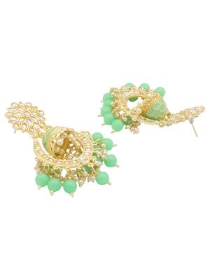 Green kundan Yellow Gold Alloy   pair of Earring 2