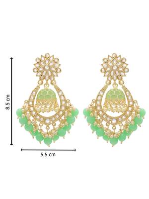 Green kundan Yellow Gold Alloy   pair of Earring 3