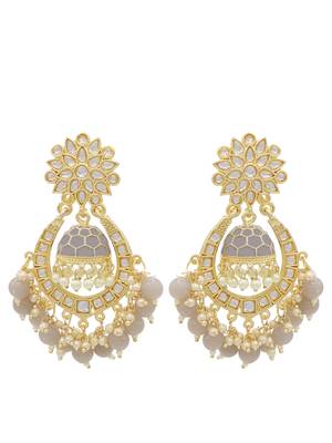 Grey kundan Yellow Gold Alloy   pair of Earring 1