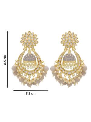 Grey kundan Yellow Gold Alloy   pair of Earring 3