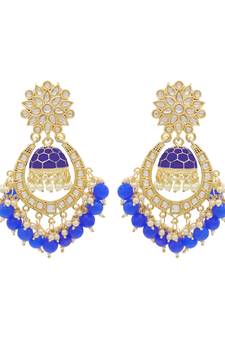 Blue kundan Yellow Gold Alloy   pair of Earring