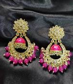 Pink kundan Yellow Gold Alloy   pair of Earring