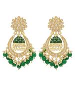 Green kundan Yellow Gold Alloy   pair of Earring