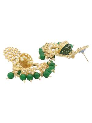 Green kundan Yellow Gold Alloy   pair of Earring 2