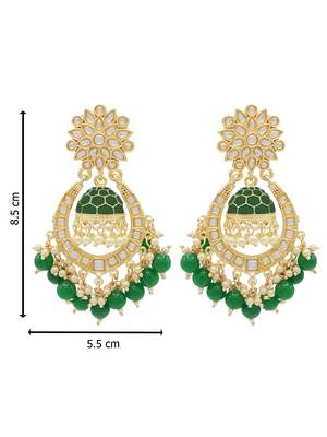 Green kundan Yellow Gold Alloy   pair of Earring 3