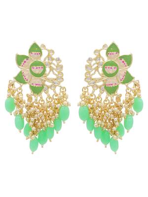 Green kundan Yellow Gold Alloy   pair of Earring 1