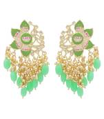 Green kundan Yellow Gold Alloy   pair of Earring