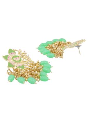 Green kundan Yellow Gold Alloy   pair of Earring 2
