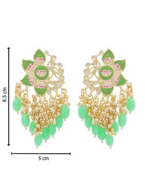 Green kundan Yellow Gold Alloy   pair of Earring 3