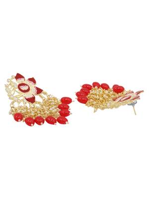 Red kundan Yellow Gold Alloy   pair of Earring 2