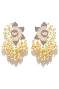 Grey kundan Yellow Gold Alloy   pair of Earring