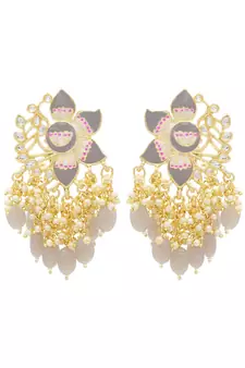 Grey kundan Yellow Gold Alloy   pair of Earring