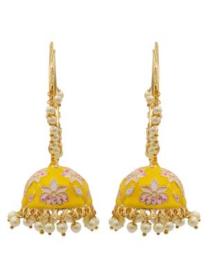 Yellow kundan Yellow Gold Alloy   pair of Earring 1