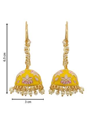 Yellow kundan Yellow Gold Alloy   pair of Earring 3
