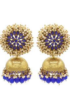 Blue kundan Yellow Gold Alloy   pair of Earring