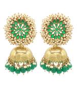 Green kundan Yellow Gold Alloy   pair of Earring